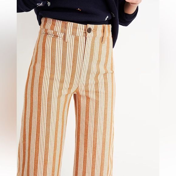 Madewell Emmett Striped Wide Leg Cropped Pants Size 23 - Picture 4 of 14